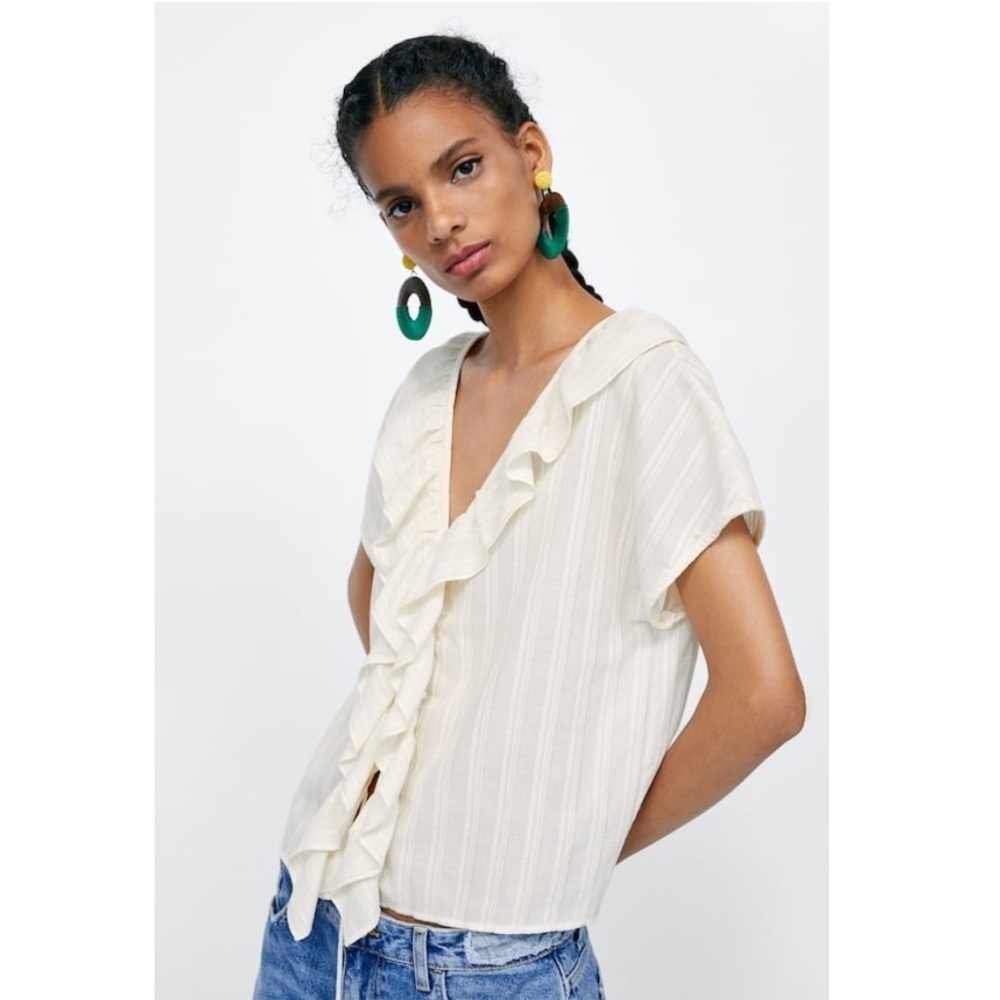 Zara Ruffle Cotton Top